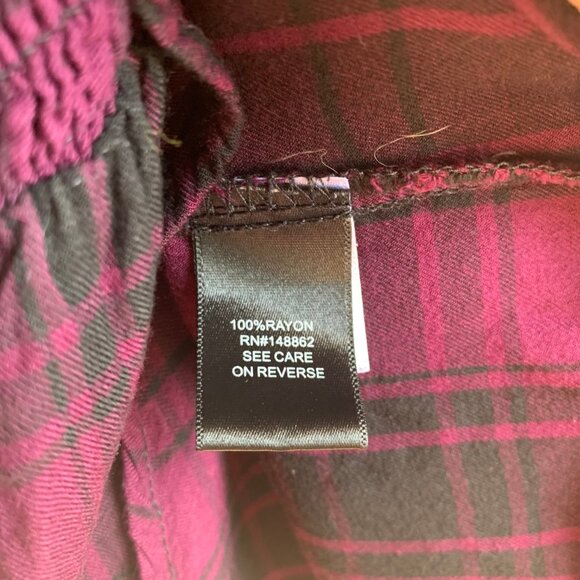 Torrid Purple Black Plaid V neck Shirred Balloon Sleeve Tunic Grunge Milly - 3 - Picture 11 of 13